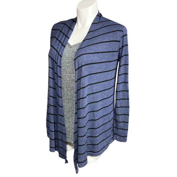 Rue21 Womens Cardigan Sweater Striped Open Drape Front Knit Stretch Blue Large - Picture 2 of 9
